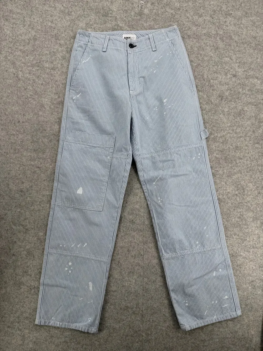 ASKK NY Blue Stripe Carpenter High-Rise Tapered Jeans Size 25